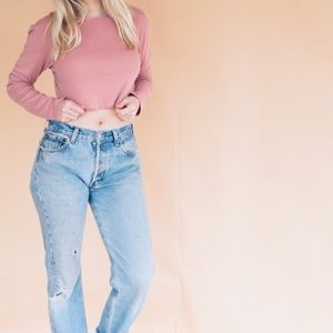 H&M Divided Crop Top in Dusty Pink